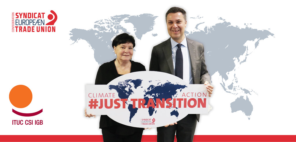 ETUC General Secretary Luca Visentini supporting a just transition
