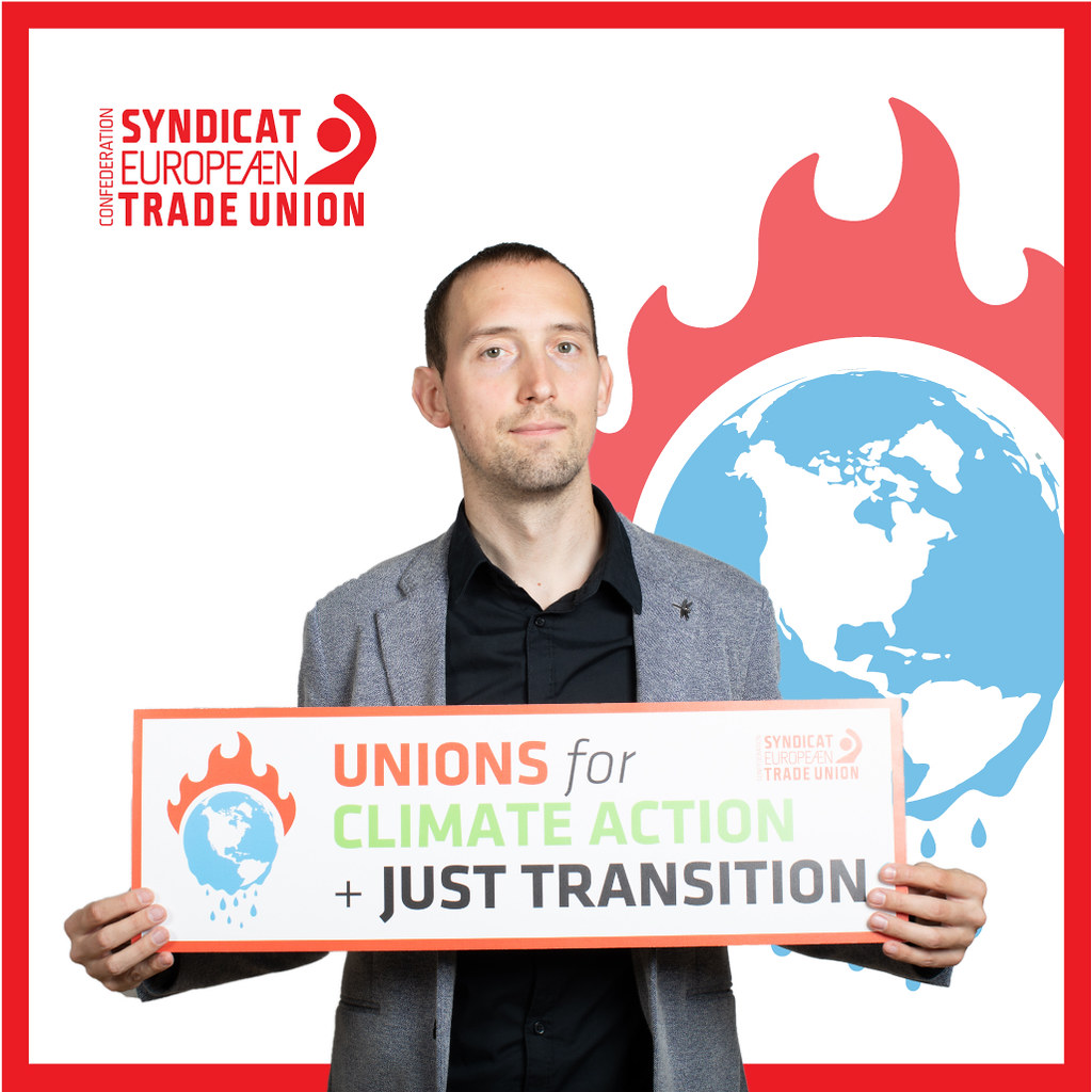 ETUC Confederal Secretary Ludovic Voet supporting a socially just ecological transition