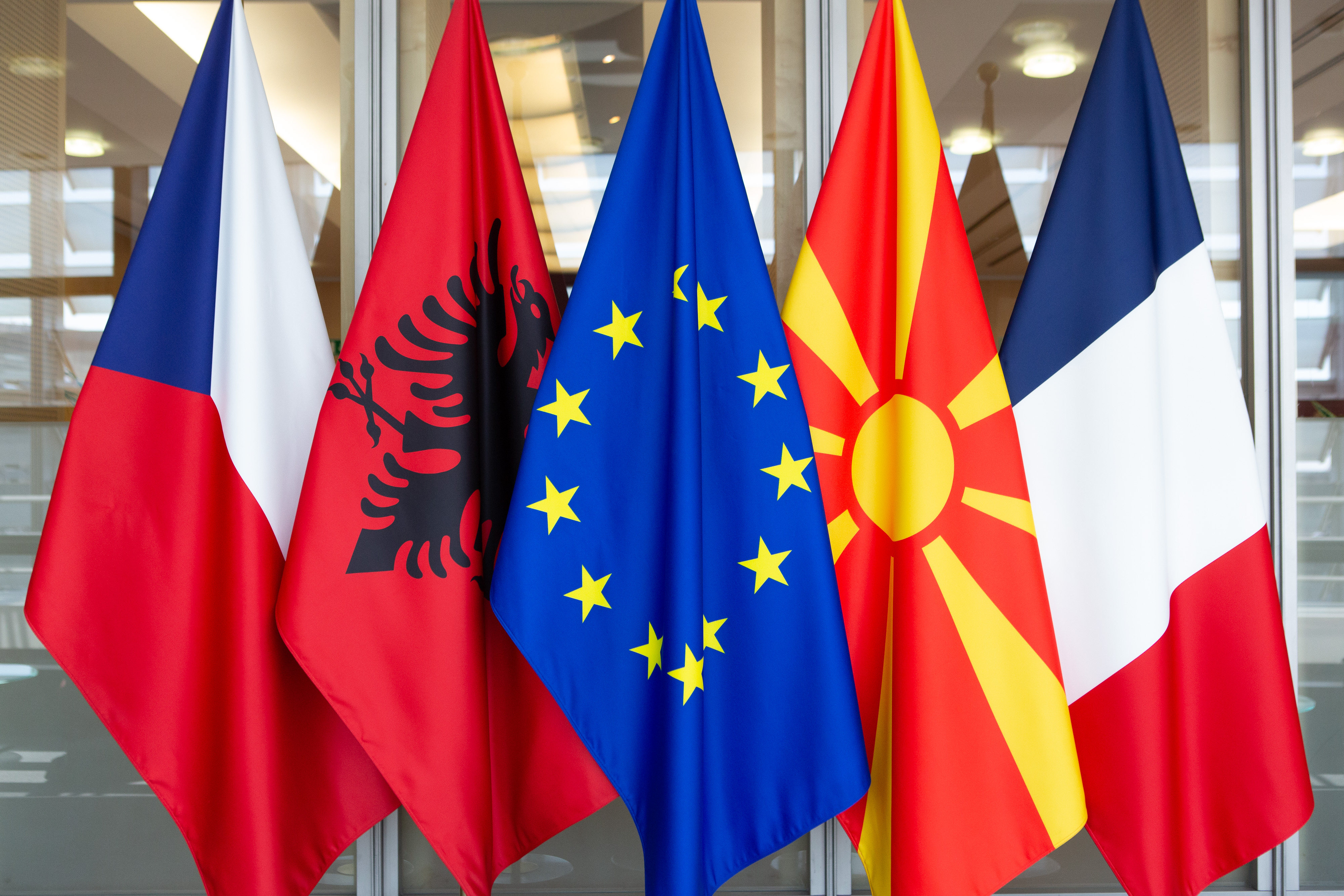 Albania and North Macedonia flags
