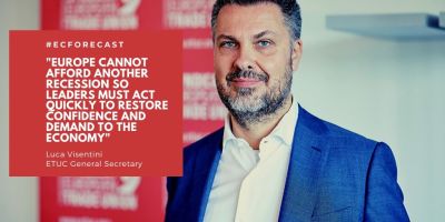 ETUC General Secretary Luca Visentini saying: Europe cannot afford another recession so leaders must act quickly to restore confidence and demand to the economy 