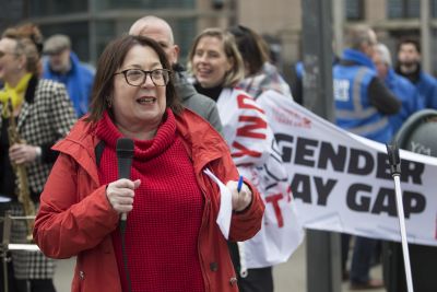 Esther Lynch speaks at gender pay protest