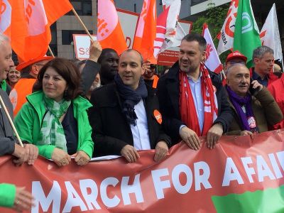 ETUC demonstrating for fairer Europe for workers