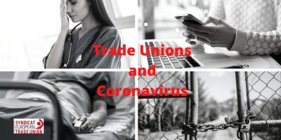 Trade union and coronavirus logo 