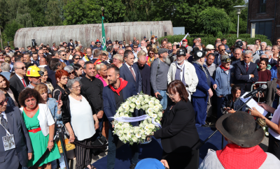 Esther Lynch lays wreath at Marcinelle commemoration