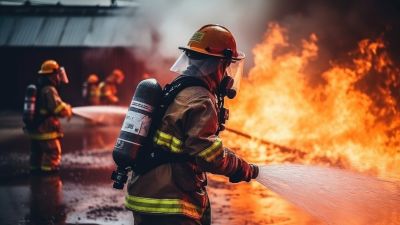 Firefighters in action
