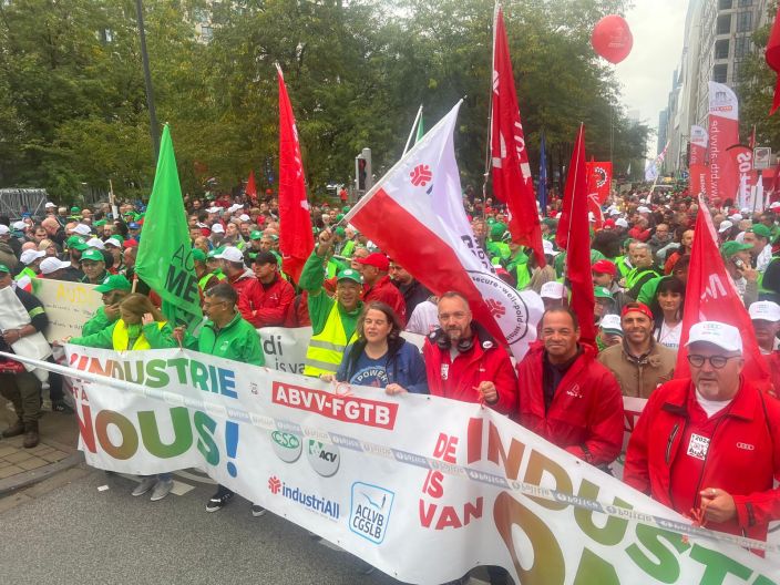 Trade union demonstration on closure of an Audi factory