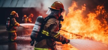 Firefighters in action